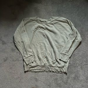 Aerie Light Green Floral Crewneck